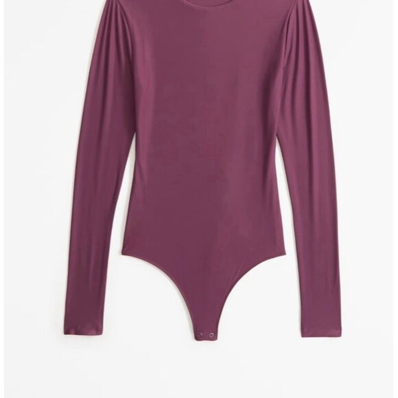 REORIA Asymmetrical Neck Bodysuit Women’s Size M Plum Thong Stretchy NWOT - Picture 3 of 12